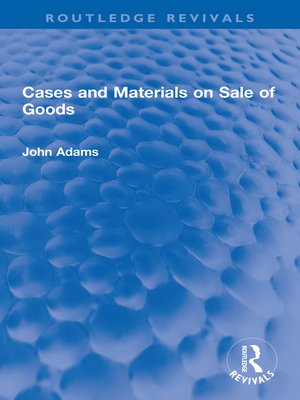 cover image of Cases and Materials on Sale of Goods